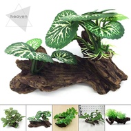 Aquarium Artificial Plant with Fake Wood Ornament Decoration Fish Tank Decor