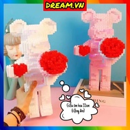 [Free Lamp] Lego Model Assembled Bearbrick Hugging Flowers Big size