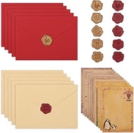 Realjoy Set of 44 Vintage Writing Paper with Envelopes, Writing Paper Set with 24 A5 Vintage Paper, 