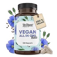 Vegan Complex - Vitamin B12 K2 D3 Iron Zinc Selenium and Omega 3 - 120 Capsules - Especially for Vegetarians and Gifts - Supplements (Pack of 1)