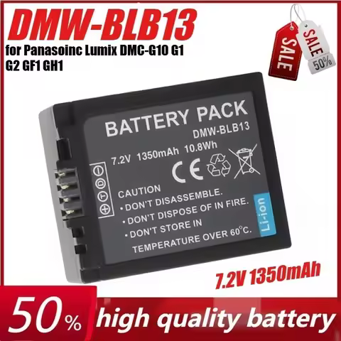 7.2V 1350mAh DMW-BLB13 Battery for Panasoinc Lumix DMC-G10 G1 G2 GF1 GH1 Camera
