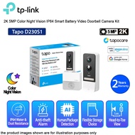 TP-Link Tapo D230S1 2K 5MP Color Night Vision IP64 Smart Battery Video Doorbell Camera Kit - Apartme