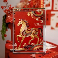 Embroidered Photo Frame Crystal Glass Photo Frame Embroidered Pattern Year of the Horse Horse to Suc