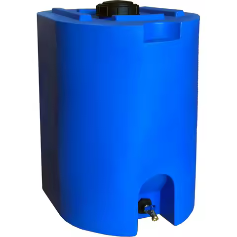 Blue 55 Gallon Water Storage Tank by WaterPrepared - Emergency Water Barrel Container with Spigot fo