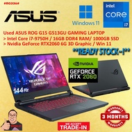 #RG336 USED ASUS ROG Gaming Laptop G513GV INTEL CORE i7-9750H 16GBD4 1TB SSD NVIDIA RTX2060 RTX 2060