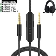 OFC Braided Replacement Cable Extension Cord Wire for Logitech G433 G233 G Pro X Gaming Headset With