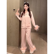 Sweet pajamas for women spring and summer, new elegant style, noble feather sleeves