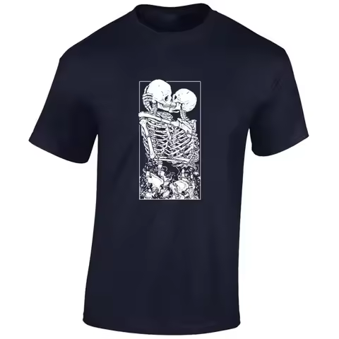 DEAD LOVERS MENS T SHIRT SKULL SKELETON KISSING SCARY HORROR DEATH LOVE TOP