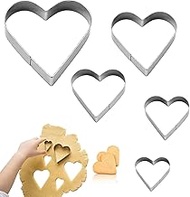 Heart Cookie Cutter Set (5 Pcs), Stainless Steel Metal Heart Shaped Pastry Cutters for Baking Scones