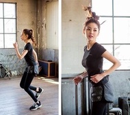(2合1運動褲) 秋冬季假兩件運動褲女速干跑步彈力瑜珈做gym舞蹈緊身健身褲 跑步運動褲