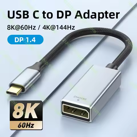 USB C to DP 1.4 Female Adapter 8K/4K 60Hz Thunderbolt 3 Type-C to Displayport 1.4 Cable Converter fo