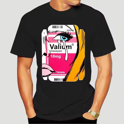 FPACEMen Fashion Print Cotton T Shirt VALIUM HAPPY PILLS MDMA XANAX LSD TUMBLR GANJA DMT Men Funny T