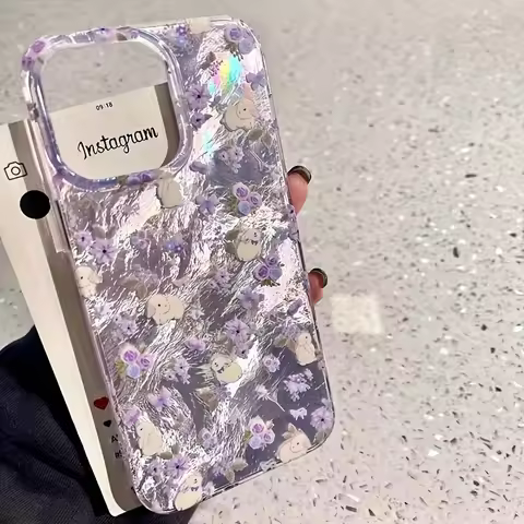 Perforated Vortex Shell IND Flowers Rabbit Phone Case For iPhone 17 16 15 14 13 12 11 Pro Max XS X X