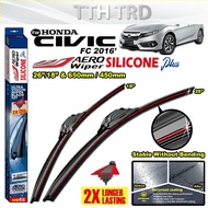 Honda Civic FC 2016 Aero Wiper Red Line Silicone Plus 1pair (26"/18" & 640mm/450mm) ~ U-Hook Type Ho