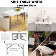 KRIS TABLE WHITE PORTABLE FOLDING TABLE 120cm X 60cm OUTDOOR CAMPING TABLE SUITCASE TABLE SALES TABL