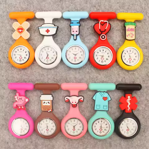 Unisex Hospital Nurse Doctor Solid Silicone FOB Pocket Watches Fashion Hospital Medical Brooch Pins 