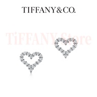 Tiffany&Co Heart Earrings - Platinum with Round Brilliant Diamonds | Classic Heart Silhouette Diamon