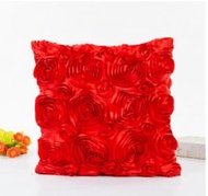 全城熱賣 - 立體玫瑰繡花居家抱枕（大紅色）（尺寸：42*42（含500克磨毛布高彈3維棉芯））