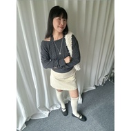 Dot Around Neck Fake Two-Piece Top (2 color)