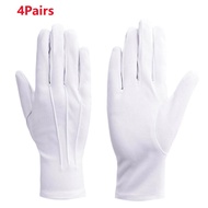 2/4Pairs White Gloves Tuxedo Formal Uniform Cotton Gloves Men Women Breathable Full Finger for Guard