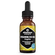 Vitamin D3 + K2 drops, highly dosed and vegetarian, 50 ml (1700 drops), 1000 IU vitamin D3 + K2 liquid, more than 99.7% All-Trans MK-7, without unnecessary additives, made in Germany