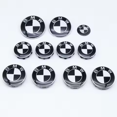 7Pcs Black White Car Front Hood Emblem For BMW X1 X2 X3 X4 Wheel Hub Caps Badge X5 X6 F48 F39 F10 F3