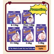 WHOOPEE TAPE DIAPER S72 / M60 / L50 / XL44 / XXL40