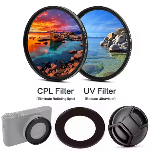 UV CPL Filter & Adapter Ring Lens Cap for Sony ZV-1 ZV1 ZV1II RX100 Mark VII VI V VA IV III II RX100