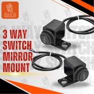 [HALO MOTOR] MINI DRIVING LIGHT MIRROR MOUNT 3 WAY SWITCH