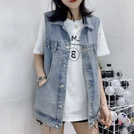 denim vest woman denim jacket woman Spring/Autumn Women's Loose Denim Vest - Korean Style