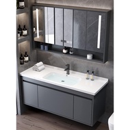 QM🔔Bathroom Cabinet Integrated Ceramic Basin Bathroom Table Wash Basin Wash Basin Cabinet Combination Solid Wood Bathroo
