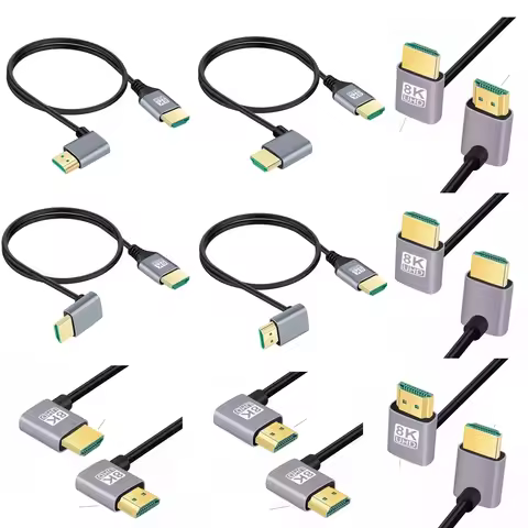 8K HDMI 2.1V Cable Male To Male Cord 90 Degree Angle 8K HDTV Cable for TV Laptop Projector PS4 PS5 H