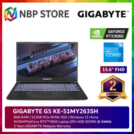 GIGABYTE G5 KE-51MY263SH 15.6" FHD 144Hz Gaming Laptop ( i5-12500H, 8GB, 512GB SSD, RTX3060 6GB, W11 )