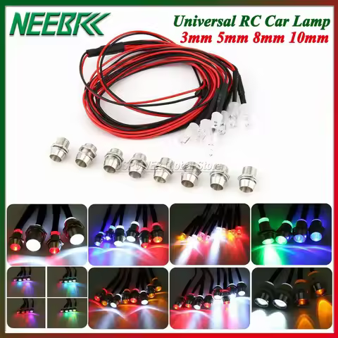LED Light Kit 3/5/8/10mm Headlamp for 1/10 1/8 1/12 RC Car Truck Crawler Drift Headlight Taillight T