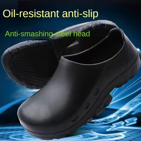 Chef Shoes Cafeteria Anti Slip Waterproof Anti Impact Aluminum Toe Shoes Hotel Work Shoes Kitchen Sa