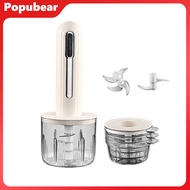 Electric Food Processor Rechargeable Meat Grinder with 2 Blades And 3 Bowls Portable Veggie Chopper 