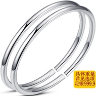Pure Silver Genuine Glossy 999.9 Female Round Bar Bracelet Sterling Silver Bracelet Bracelet Female 