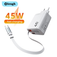 Elough 45W USB Mobile Phone Charger Head PD30W Fast Charger With Built-in 70cm Type C Cable