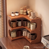 zhongzhanyisheng Wood 3-Tier Corner Desktop Storage Rack Minimalist Assemble Cup Display Shelf for C