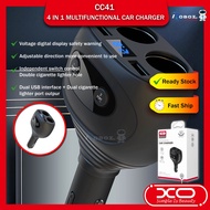 XO CC41 4 in 1 6A extension Car Charger dual USB +dual cigarette lighter