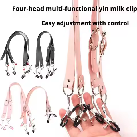 Black Leather Strap Harness Nipple Clamps Bdsm Slave Fetish Bondage Restraints Labia Clips Erotic Ac