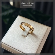 Gray & Gold แหวนวงเกลี้ยง TC ทรงเหลี่ยม หน้ากว้าง 4 มิล สีทอง (24k Gold) แหวนชายหญิง คู่รัก แต่งงาน