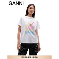 Ganni Cat Print Loose Short Sleeve T-Shirt - T4339151