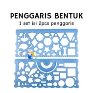 Plastic ruler Pattern Shape Contents 2 PCS / ruler siru/ mistar pattern shape fancy ruler/ circular 