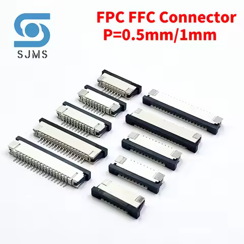 10PCS 0.5mm 1.0mm FPC FFC Connector Flat Cable PCB Connectors SMT ZIF 4 5 6 7 8 10 12 16 18 20 26 28
