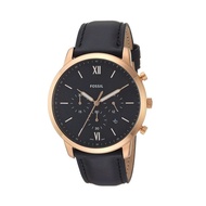 FOSSIL Neutra Chronograph Rose Gold Black Leather Men Watch FS5381