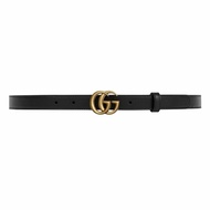 全新GUCCI女士幼皮帶70/65/80碼 寬2-3CM 409417 AP00T 1000 黑色光滑牛皮/雙G復古金扣 #BRAND NEW #香榭站正品