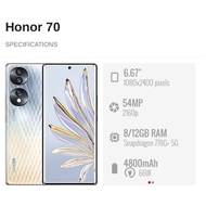 USED HONOR 70 5G (6.67") || (8GB RAM+256GB ROM) Google Mobile Services Available || Honor Malaysia