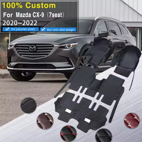 Best Car Floor Mats For Mazda CX-9 CX 9 TC 7seat 2020 2021 2022 Auto Leather Mat Anti-dirt Pad Non-s