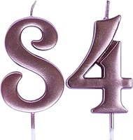 Rose 84th Birthday Candle, Number 84 Years Old Candles Cake Topper, Woman Or Man Party Decorations, 